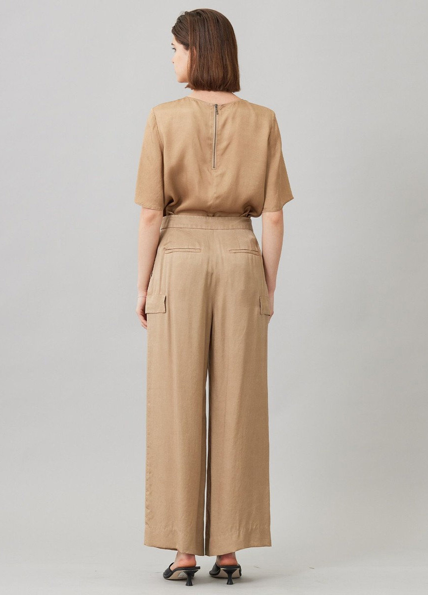 光澤輕盈工裝風長寬褲